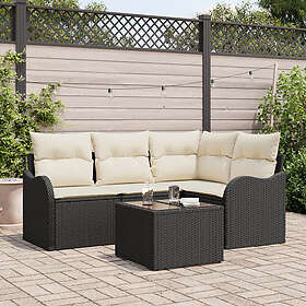 vidaXL Lounge Sett 4 deler med puter Poly Brown Rattan