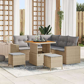 vidaXL Lounge Sett 8 Deler med Puter Beige Rattan Akasie