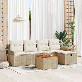 vidaXL Lounge Set 6 Delar med kuddar Polyrotting Beige