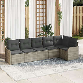 vidaXL Lounge Set 6 Pieces with Cushions Light Gray Rattan