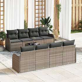 vidaXL Lounge Set 9 Pieces with Cushions Gray Poly-rattan