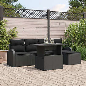 vidaXL Salon de jardin avec coussins 6 pièces Noir Rotin
