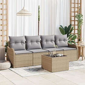 vidaXL Lounge Sett 5 deler med puter Polyrotting Beige