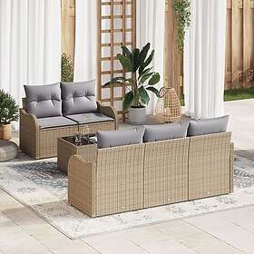 vidaXL Lounge Set 6 Delar med Kuddar Beige Polyrotting
