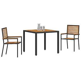 vidaXL 3 Delad Trädgårdsmatsal Svart Poly Rattan Akacia