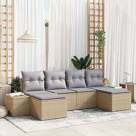 vidaXL Lounge Set med puter 6 stk Polyrotting Beige