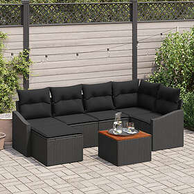 vidaXL Lounge Sett 7 deler med puter Poly Rattan Akasie