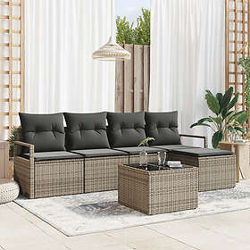 vidaXL Lounge Set 5 Pieces med puter Svart Rattan