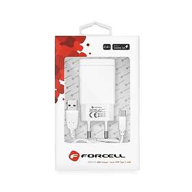 Forcell laddare med USB A-uttag, typ-C kabel 2,4A 18W QC 3,0