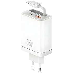 Usams Snabbladdare 65W 1xUSB-C 1xUSB-A Med USB-C Kabel