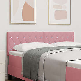 vidaXL Huvudgavel Kristallknapp Klädd Rosa 140 cm Sammet