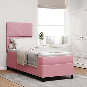 vidaXL Sänggavel med madrass och LED Rosa 80x200 cm Sammet