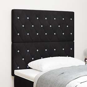 vidaXL LED Sänggavel Svart 90 cm Sammet, Sänggavel Kristallknappstoppad Svart 18