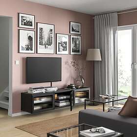 IKEA BESTÅ tv-bänk med dörrar, svartbrun/fällsvik antracit, 180x42x38 cm, cm 180x42x38 cm