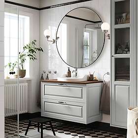 IKEA TÄNNFORSEN RUTSJÖN kommod m lådor/tvättställ/kran, ljusgrå, ljusgrå/brun valnötsmönstrad, 102x49x76 cm, cm 102x49x76 cm