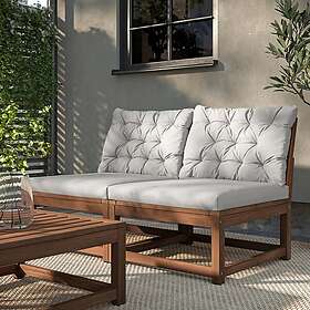 IKEA NÄMMARÖ 2-sits modulsoffa, utomhus, ljusbrunlaserad/kuddarna ljust gråbeige