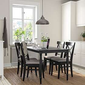 IKEA DANDERYD INGOLF bord och 4 stolar, svart/nolhaga gråbeige, 130 cm, cm 130 cm