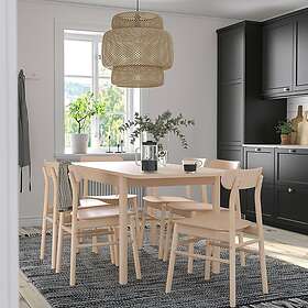 IKEA RÖNNINGE bord och 4 stolar, björk/björk, 118/173 cm, cm 118/173 cm