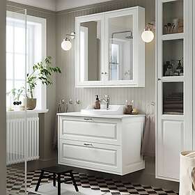 IKEA TÄNNFORSEN RUTSJÖN kommod m lådor/tvättställ/kran, vit, vit/vit marmormönstrad, 102x49x76 cm, cm 102x49x76 cm