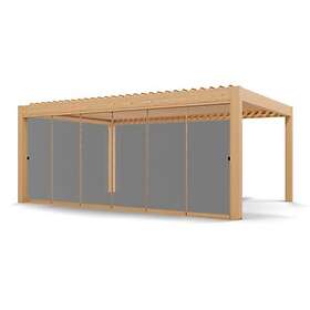 Pour Paroi vitrée coulissante pergola Apolo 4 x 6 m coloris chêne clair