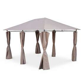 Jardin Tonnelle 3x4 m Divio Toile taupe Pergola avec rideaux. tente de . barnum. chapiteau. réception
