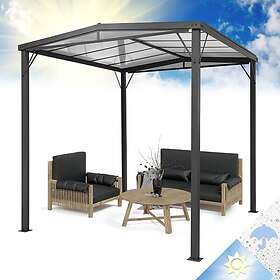 Blumfeldt Pantheon de Solid jardin Sky Flat Pergola auvent 3x3m polycarbonate gris 300 3X 3M
