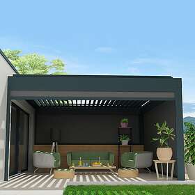 Intersun Coffre À Coulisses pour pergola SPINELLE 4,50x2,50 M (Motorisé Télécommande Gris Anthracite Graphite)