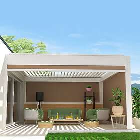 Intersun Coffre À Coulisses pour pergola SPINELLE 5,00x2,50 M (Motorisé Télécommande Blanc Taupe)