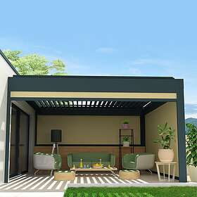 Intersun Coffre À Coulisses pour pergola SPINELLE 2,50x2,50 M (Motorisé Télécommande Gris Anthracite Écru)