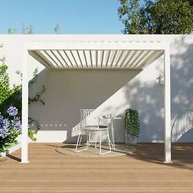 Salto Pergola bioclimatique adossée motorisée Alumin'home aluminium blanc 3 x 3 m avec LED intégrés