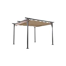 Outsunny Pergola rétractable 3,5L x m structure métal époxy toile polyester haute densité 180g/m² incluse beige