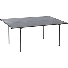 Outsunny Pergola adossable x rigide acier alu. toit polycarbonate gris 5L 500 299