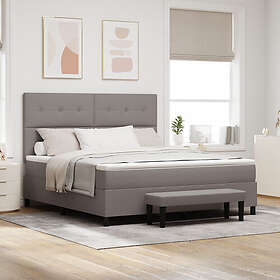 vidaXL Box-vår säng med madrass & bänk Taupe 180x200 cm Tyg