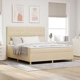 vidaXL Boxfjäder Säng med Madrass & LED Gräddfärgad 180x200 cm Tyg