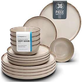 Pure Living Stengods porslinsset för 12 personer Rustic i 36 delar servis i rustik design