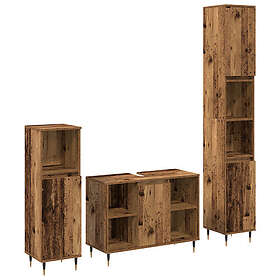 vidaXL TV Stand 3-piece Bathroom Furniture Set Old Wood