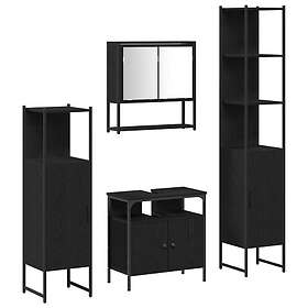 vidaXL 4-delat badrumsmöbelset i svart ek och konstruerat trä