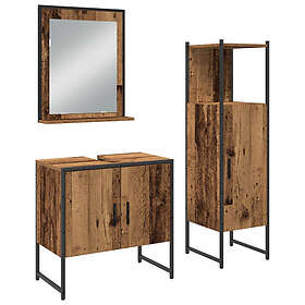 vidaXL 3-delars Badrumsskåpsset i Gammalt Trä och Konstträ