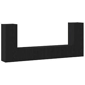 vidaXL 4-delars TV-bänk set väggmonterad svart ek konstruerat trä