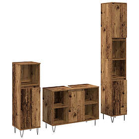 vidaXL 3-delars Badrumsinredningsset Gammalt Trä Bearbetat Trä