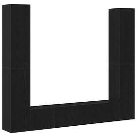 vidaXL 6-delars TV-skåpsset väggmonterat svart ek konstruerat trä