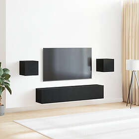 vidaXL 6 delar TV-bänksats Svart ek Konstruerat trä