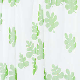 Borås Cotton Glada Blad Flamsäker Vit/Grön Gardinlängd