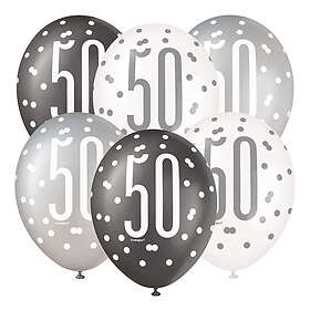 Ballonger 50 Svart/Vit/Silver 6-pack