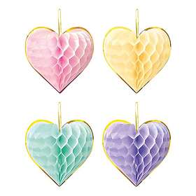Honeycombs Hjärtan Watercolor Hängande 4-pack