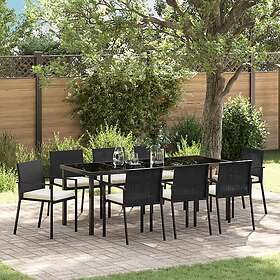vidaXL 9-delat trädgårdsmöbelset svart poly rattan 3505217
