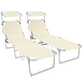 Vounot Uppsättning av 2 solstolar med tak 190x58x27cm