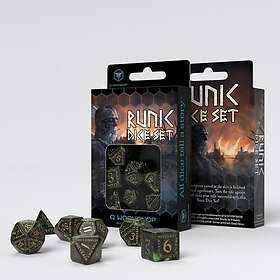 Q-workshop Runic Bottle-green & gold Dice Set