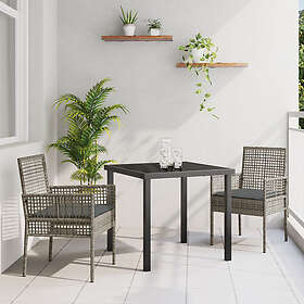 vidaXL 3-delat trädgårdsmöbelset med kuddar poly grå rattan 3508143
