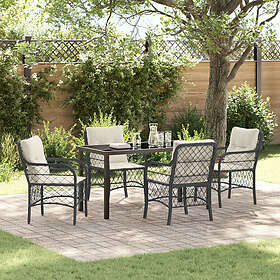 vidaXL 5-delad Trädgårdsmatgruppe med Kuddar Svart Poly Rattan 3508352